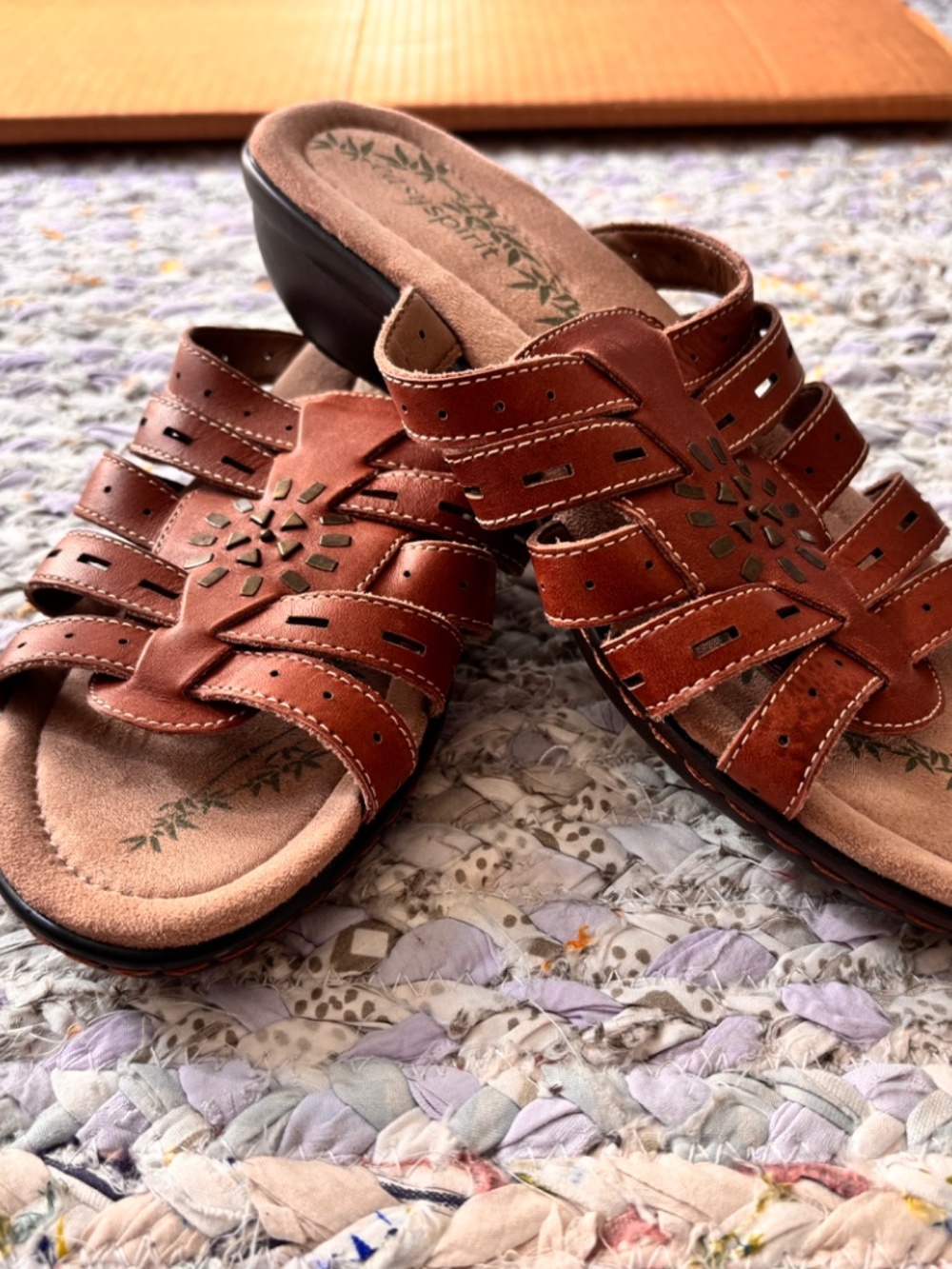 Easy Spirit Brown Multistrap Leather Sandals Sz 7